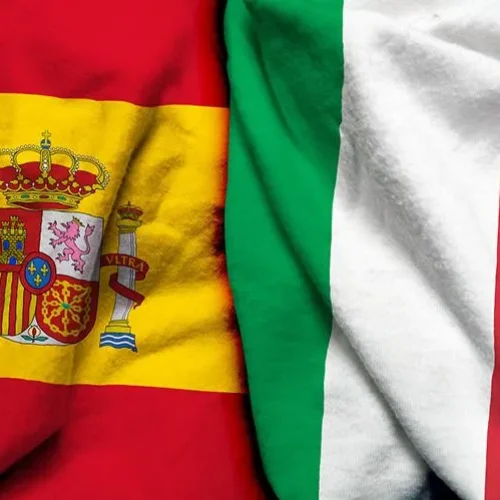 Flags of Spain and Italy